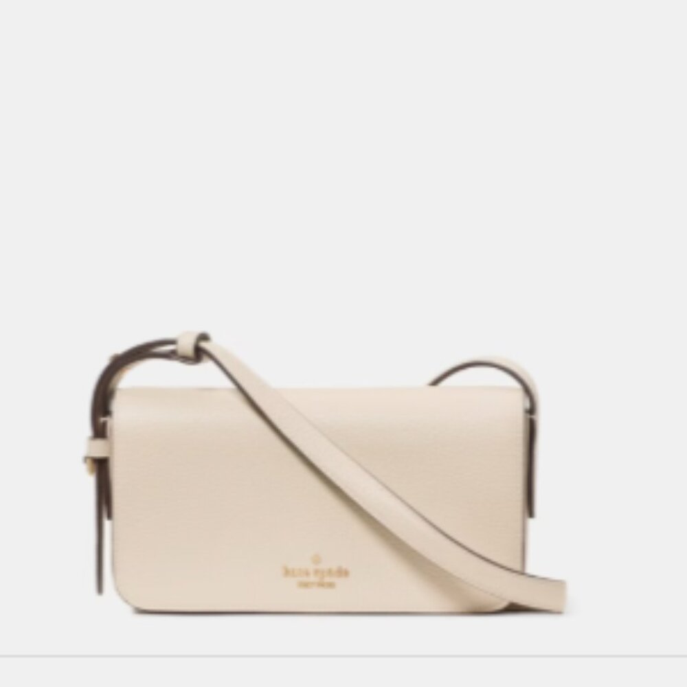 Kate Spade New York “Juliette” Pebbled Leather Crossbody Bag – Light Sand